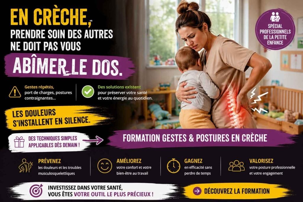 Formation gestes et postures en crèche prévention TMS professionnels petite enfance Vendée
