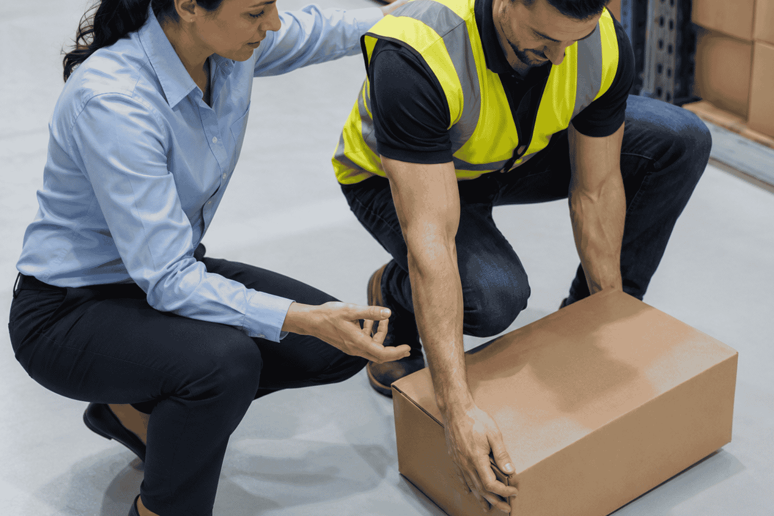 Formation gestes et postures avec démonstration de manutention sécurisée en entreprise en Vendée et Pays de la