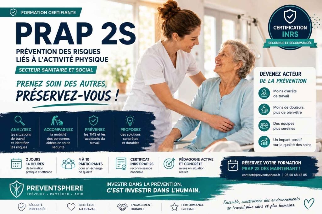 Formation PRAP 2S en Vendée et Pays de la Loire pour la prévention des TMS et l’accompagnement des personnes aidées