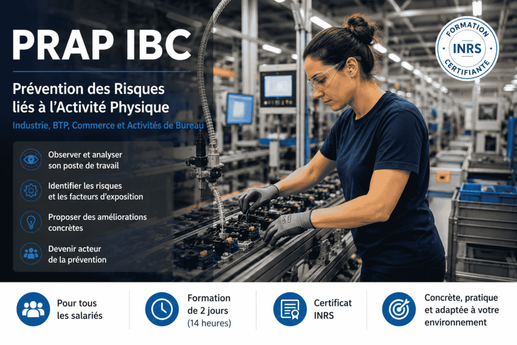 Formation PRAP IBC en entreprise industrielle avec prévention des risques liés à l’activité physique et amélioration des gestes professionnels